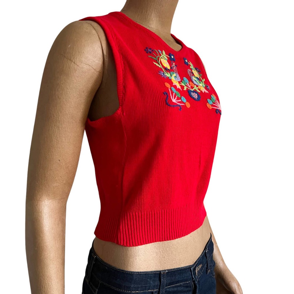 Vintage Bohemian Cropped Sweater Vest with Embroidery - Picture 7 of 13
